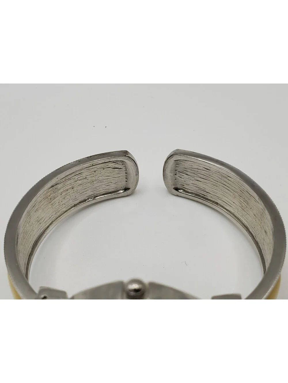 Studio Cuff Band Watch Women White Dial Yellow Stone New Battery